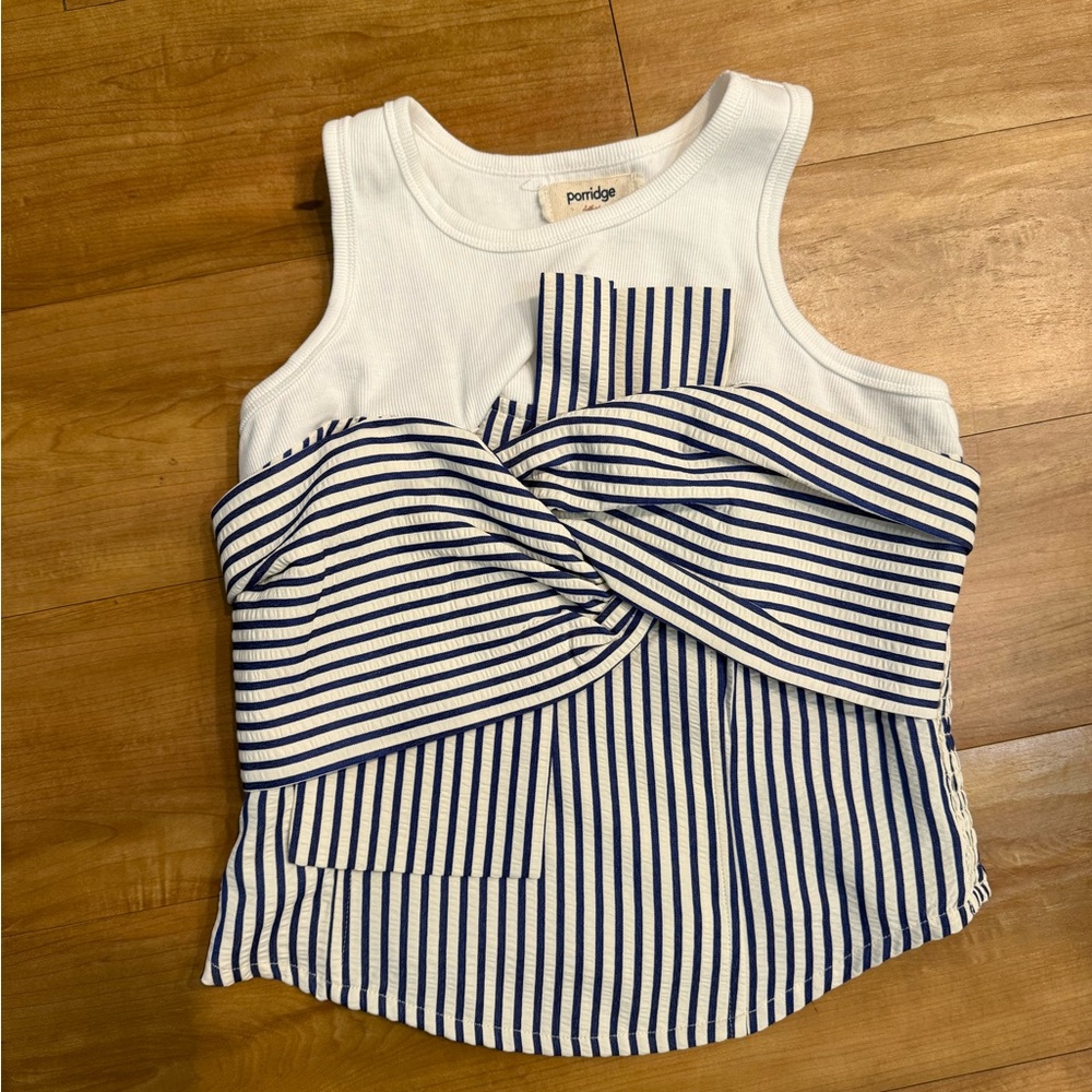 Anthropology blue and white tank top